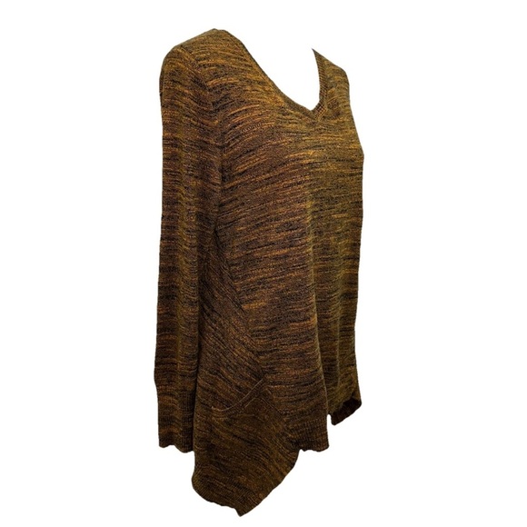 Logo by Lori Goldstein Sweater Women’s Small Orange Cotton Cashmere V Neck Top - Picture 2 of 9